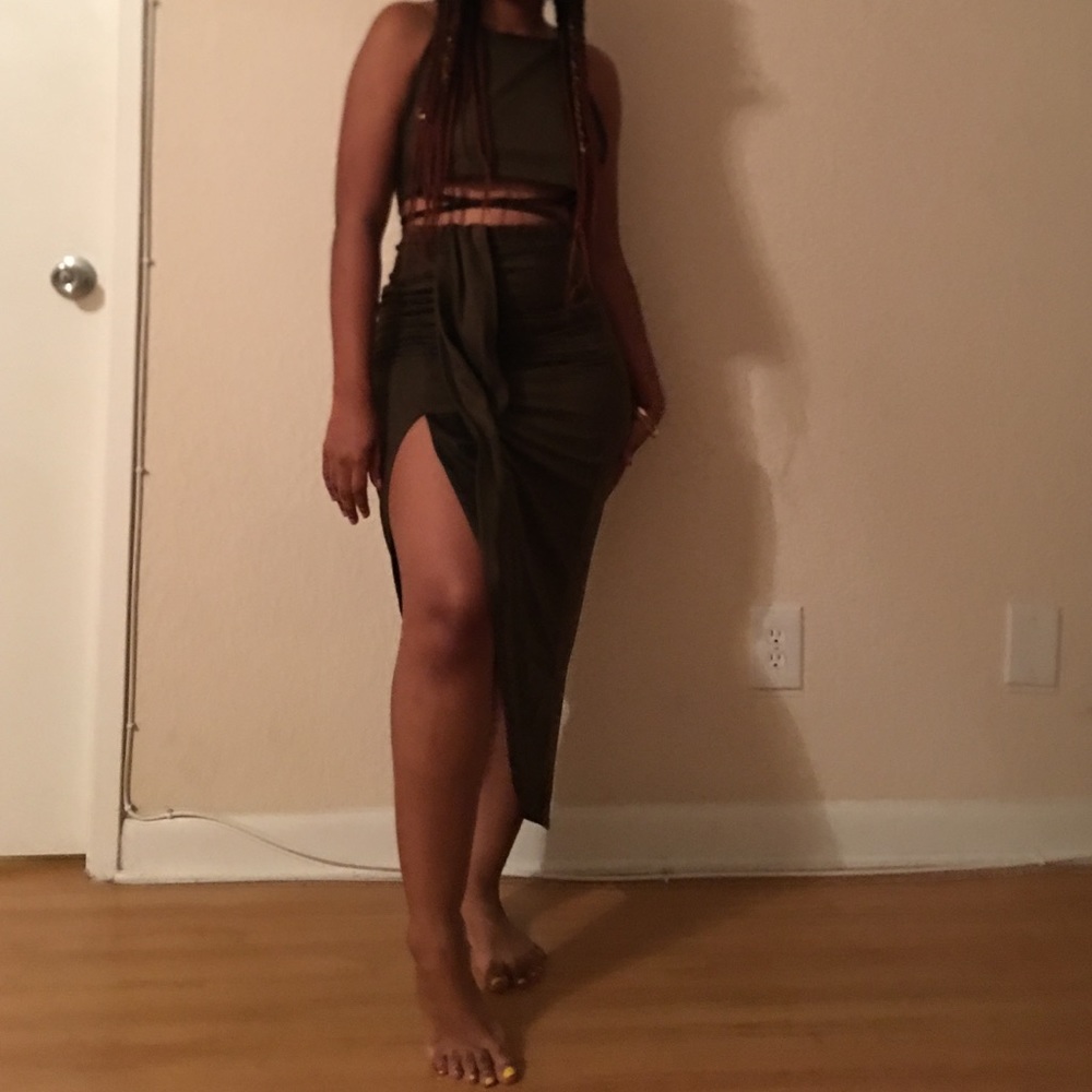 Olive green skirt set